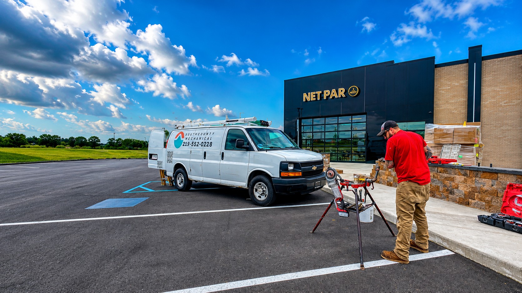 South County Mechanical technician on a gas piping job