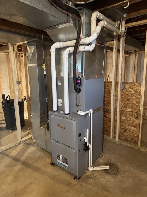 High-efficiency furnace installed in a Northwest Indiana basement