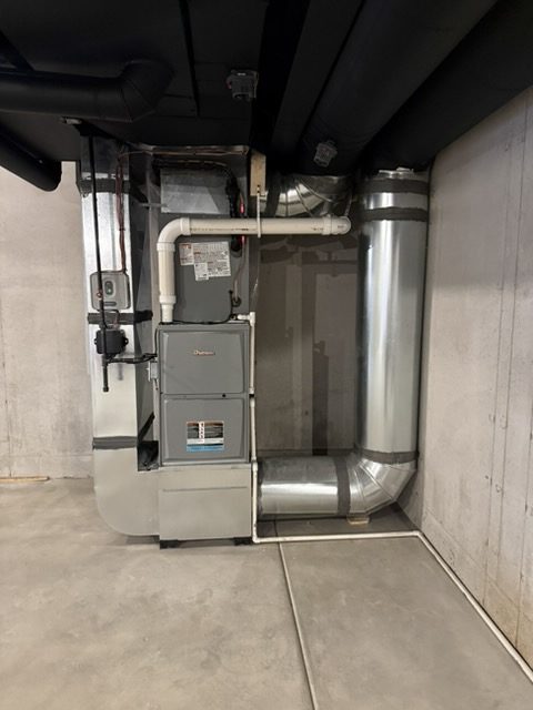 Furnace and water heater in a residential mechanical room