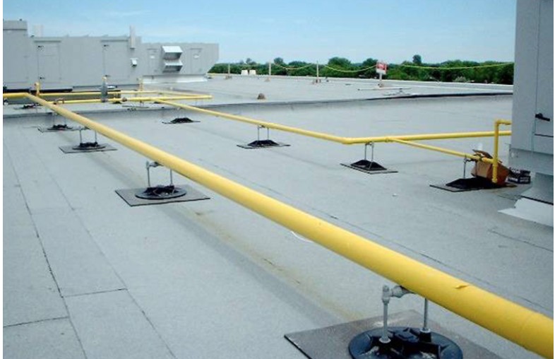 Commercial rooftop gas piping installation by South County Mechanical